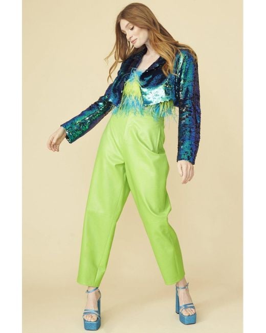 Jayley Blue Cropped Sequin Blazer