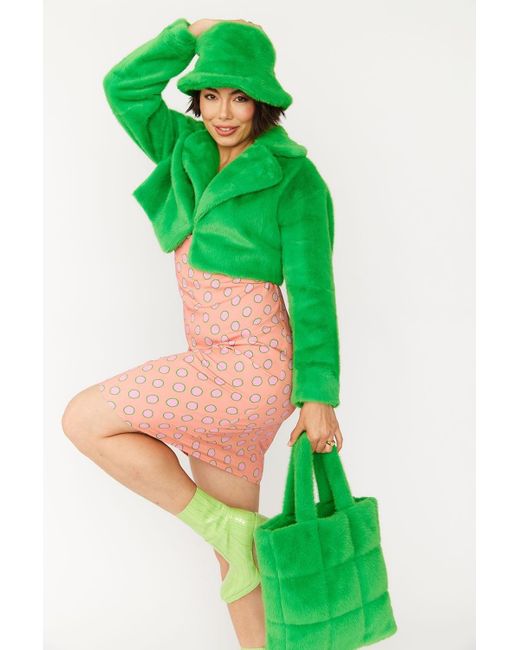 Jayley Green Faux Fur Cropped Jacket