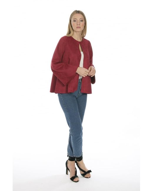 Jayley Red Luxury Faux Suede Jacket