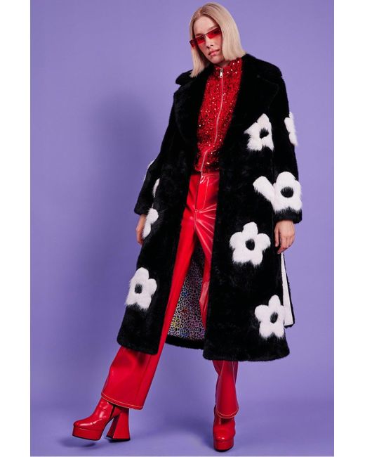 Jayley Red Eco Bamboo Lyocell Faux Fur Happy Coat