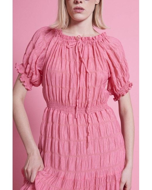 Jayley Pink Silk Blend Maxi Ruffle Dress