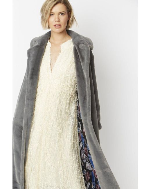 Jayley Gray Faux Fur Maxi Coat