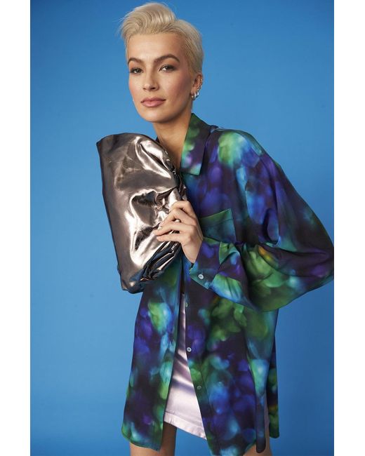 Jayley Blue Rayon Oversized Shirt