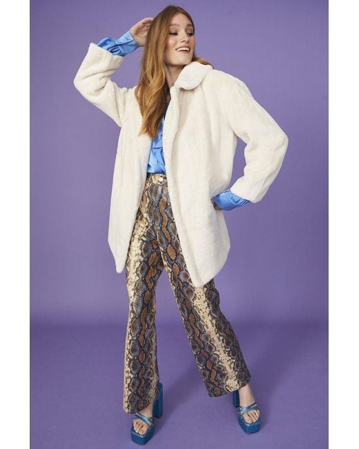 Jayley Purple Faux Fur Midi Coat