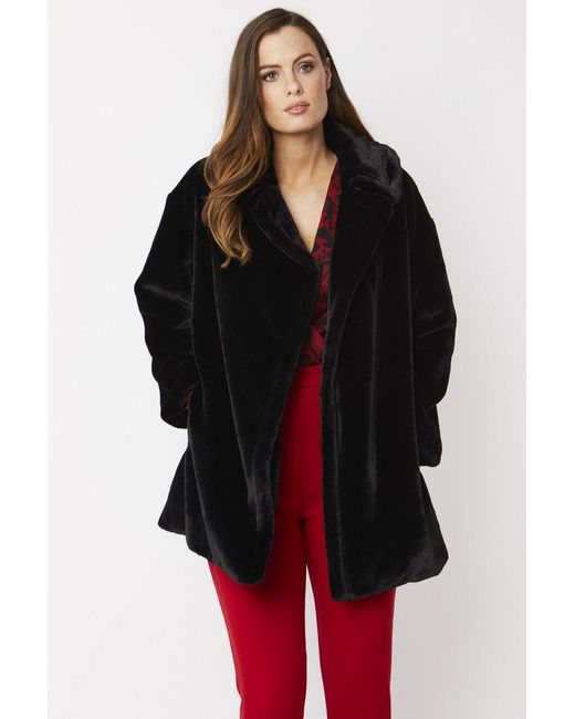 Jayley Red Faux Fur Midi Coat