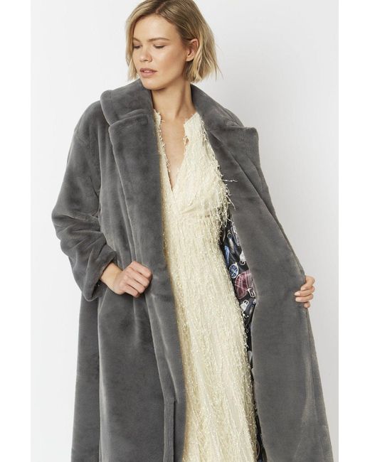 Jayley Gray Faux Fur Maxi Coat
