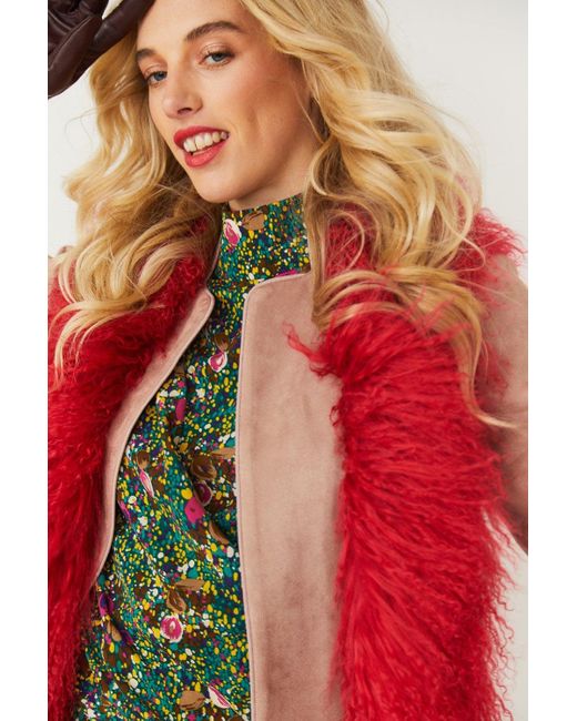 Jayley Red Faux Suede Coat