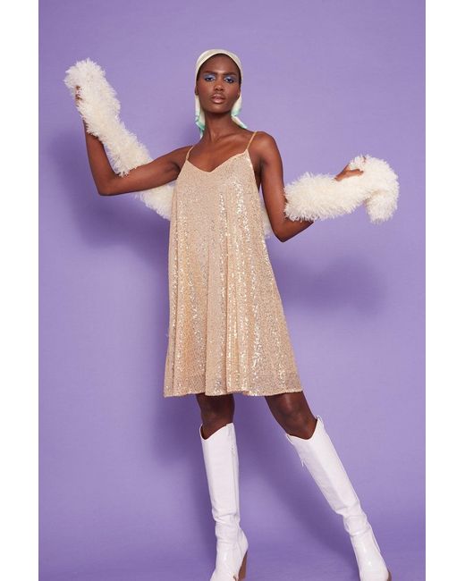 Jayley Purple Sequin Lightweight Swing Dress