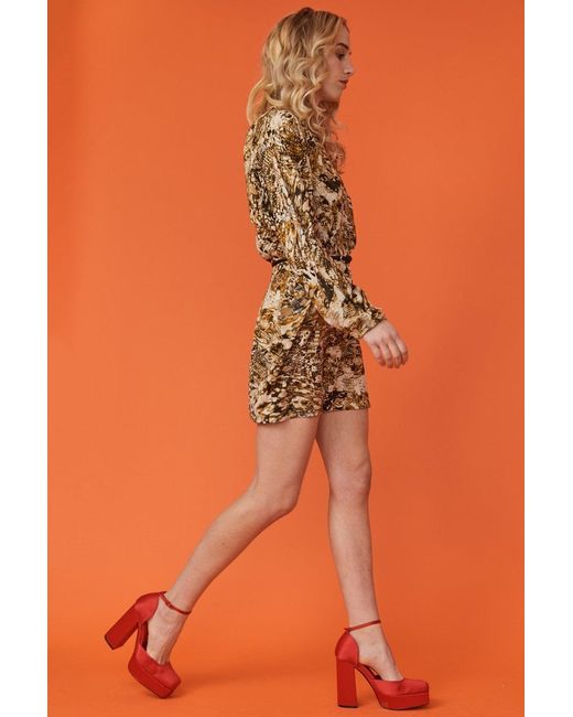 Jayley Orange Snake Print Batwing Mini Dress