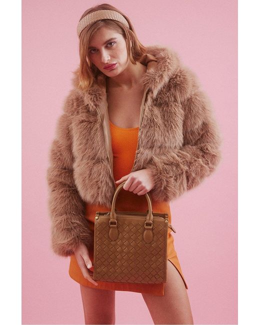Jayley Pink Hooded Bamboo Faux Fur Puffer Coat