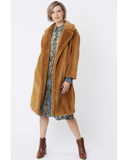 Jayley Multicolor Faux Fur Midi Shaved Shearling Coat