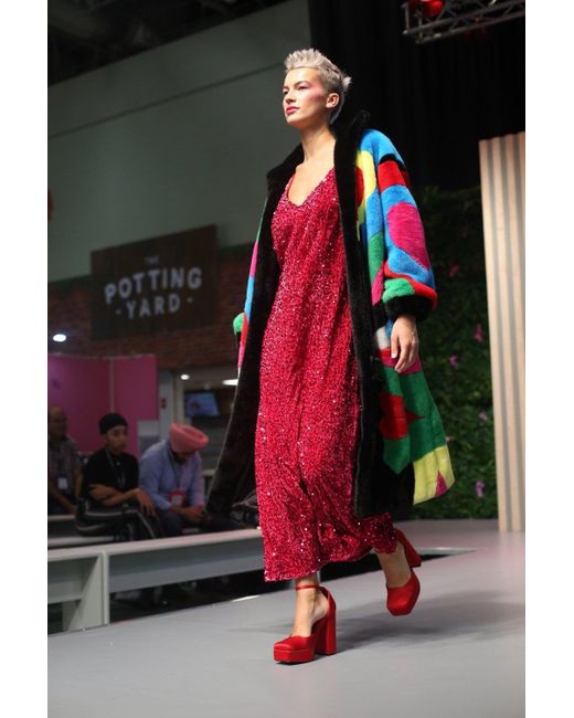 Jayley Pink Picasso Bamboo Blend Hand Painted Maxi Coat