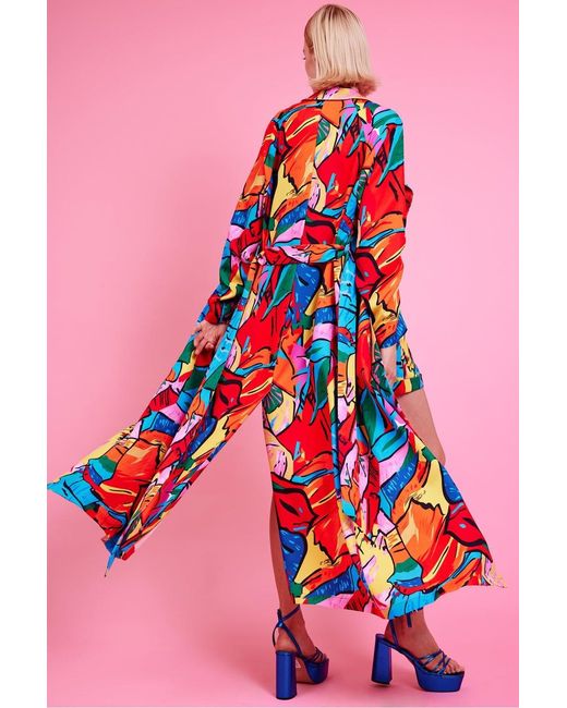 Jayley Pink Freddie Tencel Blend Digital Print Trench Coat