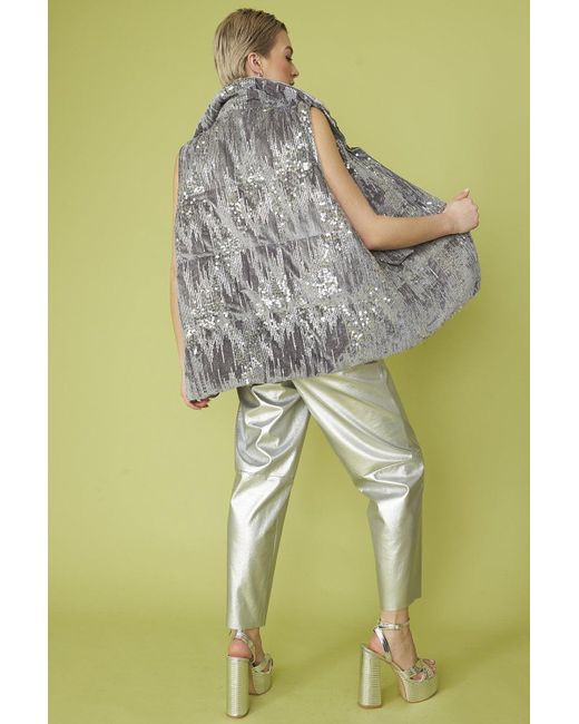 Jayley Green Luxury Faux Fur Sequin Gilet