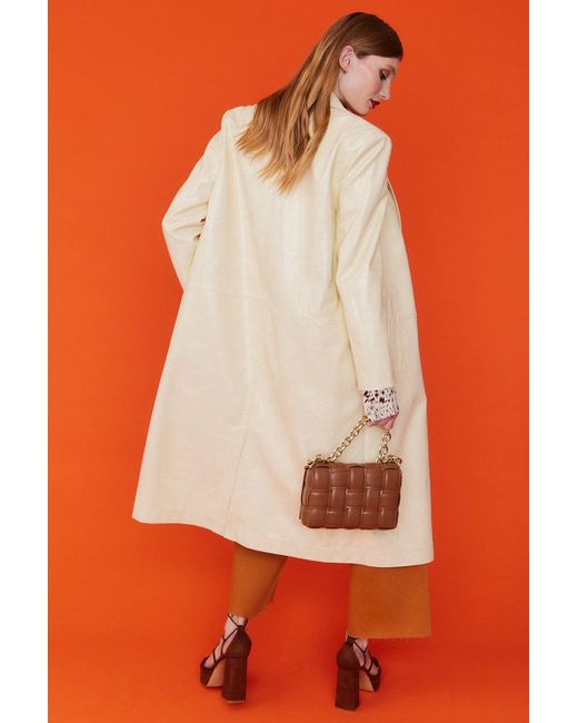 Jayley Orange Eco Leather Trench Coat