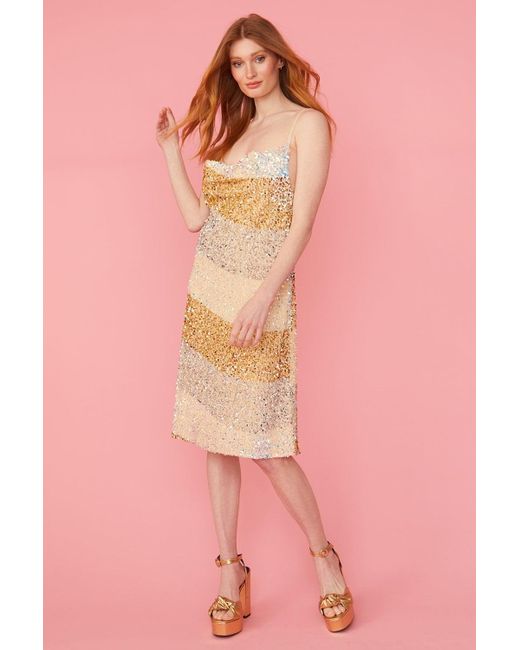 Jayley Pink Champagne And Sequin Velvet Dress