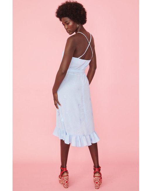 Jayley Pink Ruffle Midi Dress
