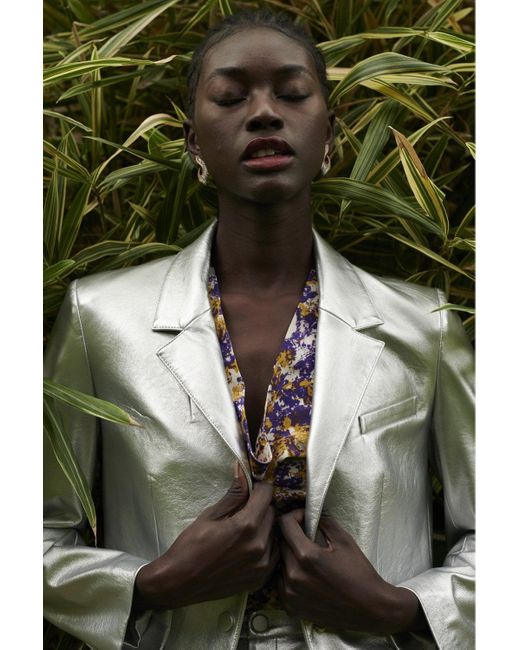 Jayley Brown Faux Leather Kate Blazer