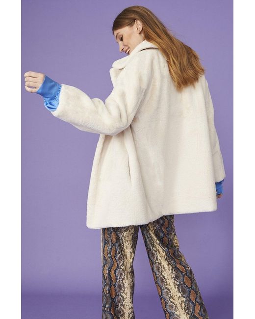 Jayley Purple Faux Fur Midi Coat