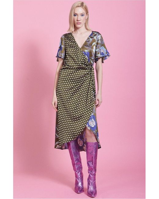 jayley silk blend pink two tone dress JAYLEY Pink Silk Blend Sorrento Maxi Dress