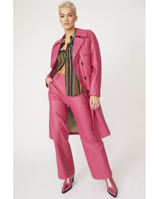 Jayley Pink Tencel Blend Eco Leather Trench Coat