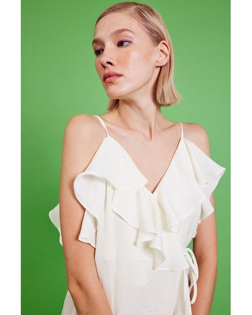Jayley Green Silk Blend Maxi Ruffle Dress