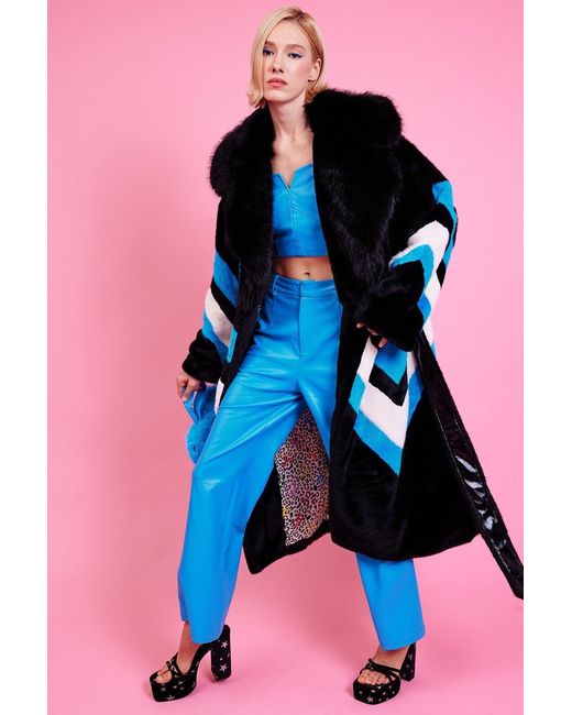 Jayley Blue Handmade Eco Faux Fur Electric Coat