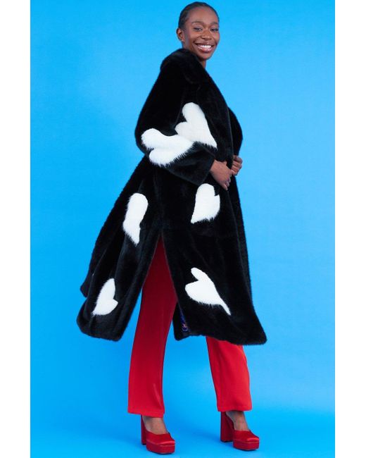 Jayley Blue Faux Fur Long Coat