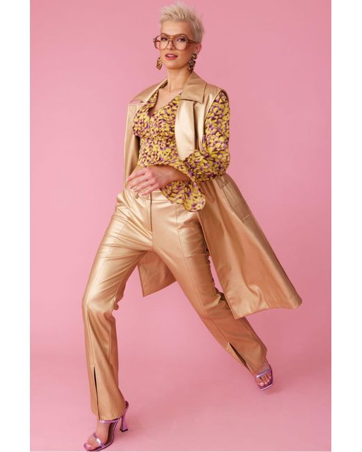 Jayley Pink Faux Suede Metallic Maxi Vest