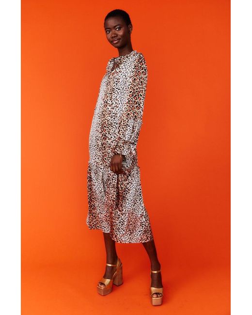 Jayley Orange Silk Blend Maxi Dress