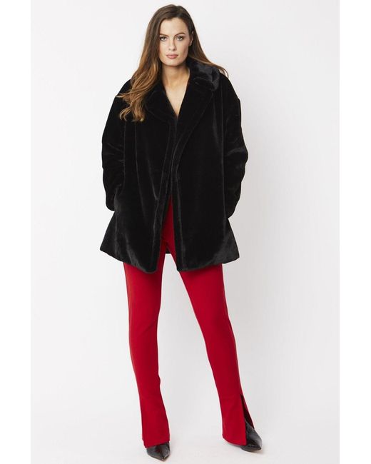 Jayley Red Faux Fur Midi Coat