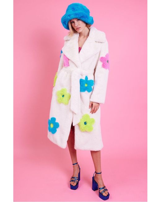 Jayley Pink Faux Fur Long Coat
