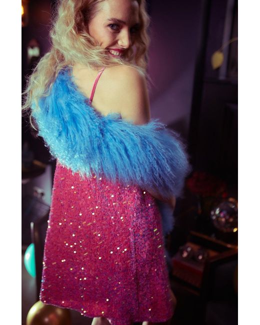 Jayley Pink Sequin Cami Ruffle Dress