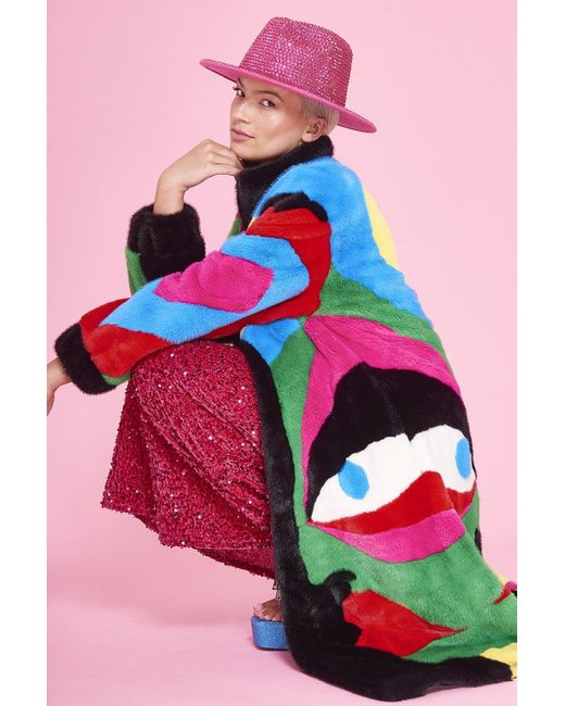 Jayley Pink Picasso Bamboo Blend Hand Painted Maxi Coat