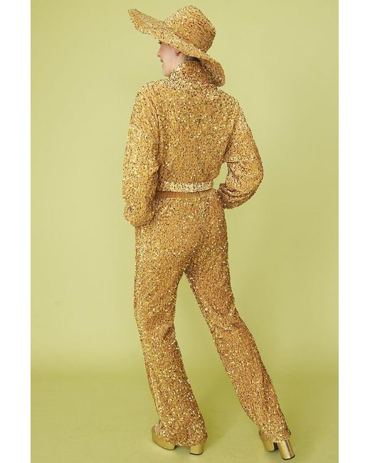 Jayley Yellow Sequin Cropped Biker Jacket