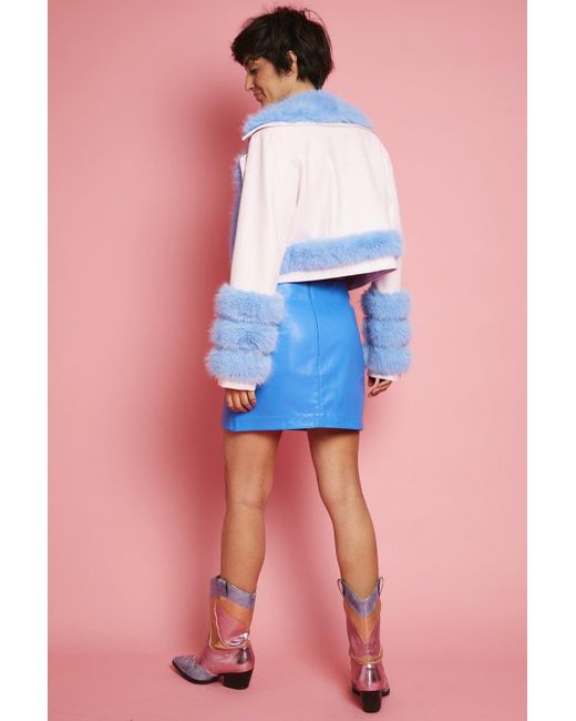 Jayley Pink Faux Leather Mini Skirt