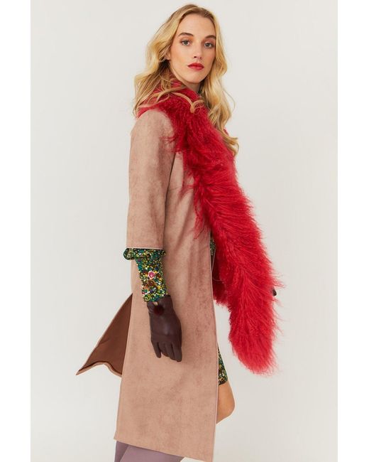 Jayley Red Faux Suede Coat