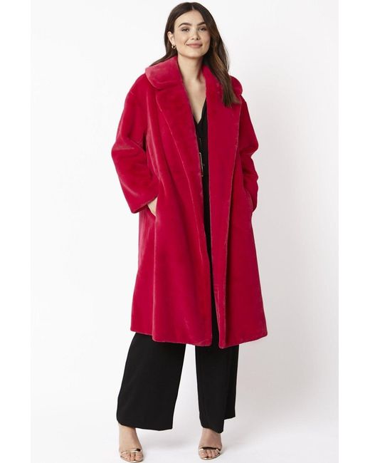 Jayley Pink Faux Fur Midi Shaved Shearling Coat