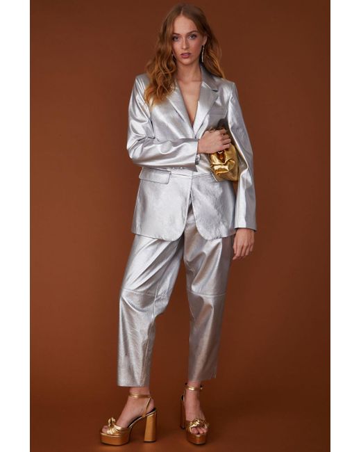 Jayley Brown Faux Leather Kate Blazer