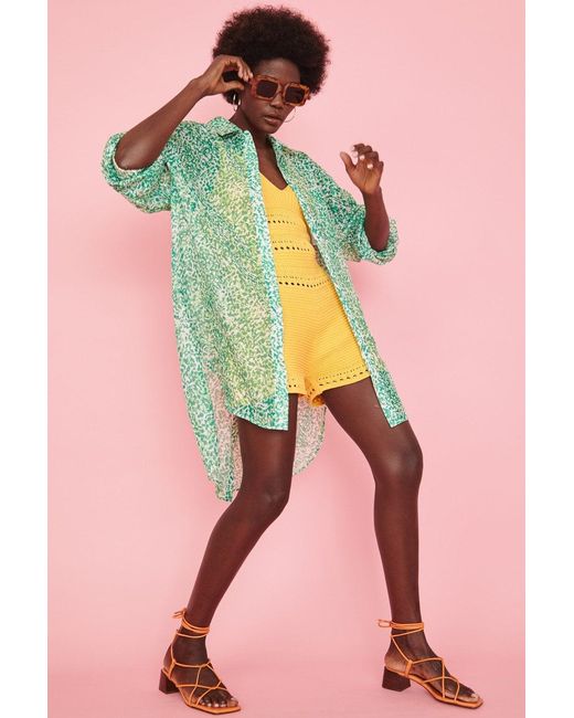 Jayley Pink Semi-Sheer Shirt Dress