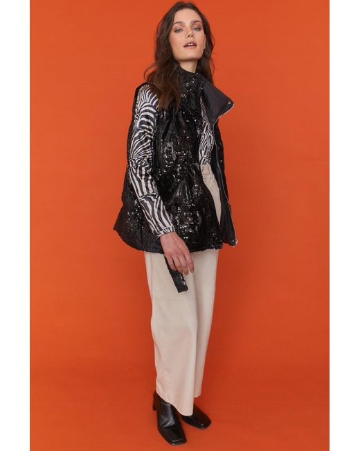 Jayley Black Luxury Faux Fur Sequin Gilet