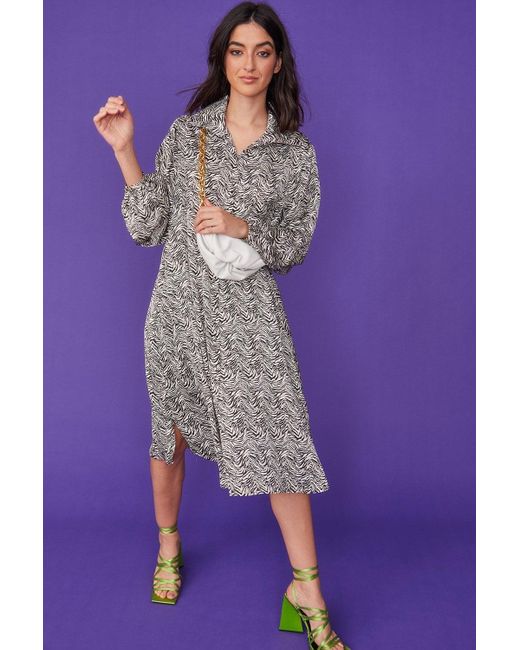 Jayley Purple Oversized Silk Shirt Dress