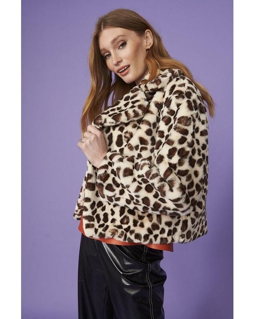 Jayley Blue Faux Fur Cropped Coat