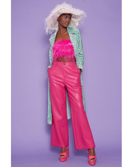 Jayley Pink Mint Sequin Velvet Trench Coat