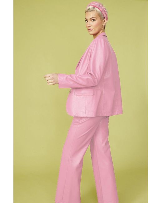 Jayley Pink Faux Leather Kate Blazer