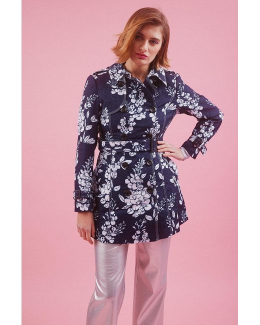 Jayley Pink Silk Blend Trench Coat Size: S (Uk 10)