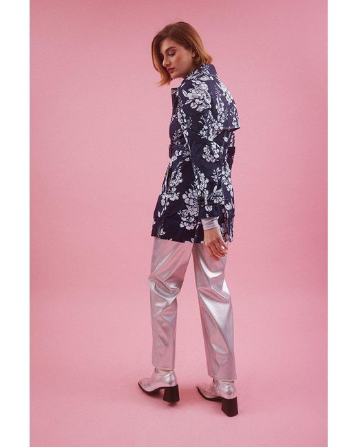 Jayley Pink Silk Blend Trench Coat Size: S (Uk 10)