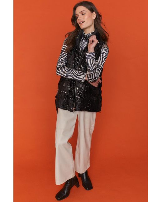 Jayley Black Luxury Faux Fur Sequin Gilet
