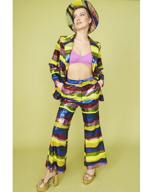 Jayley Yellow Coloured Sequin Blazer