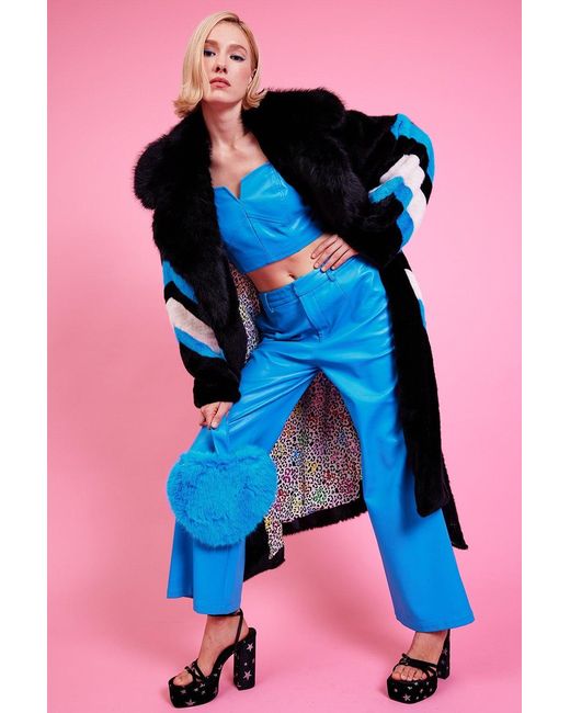 Jayley Blue Handmade Eco Faux Fur Electric Coat